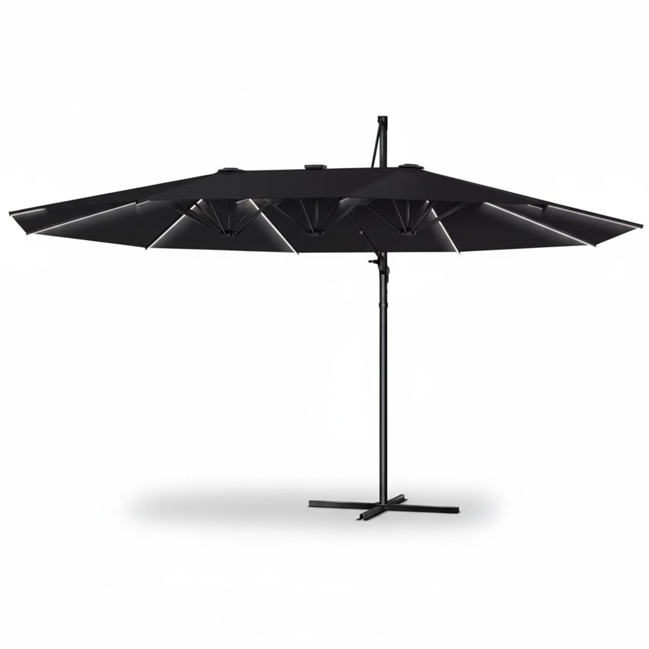 Зонтик садовый KESSER LED 460x270x260 см Черный (4255598323475)