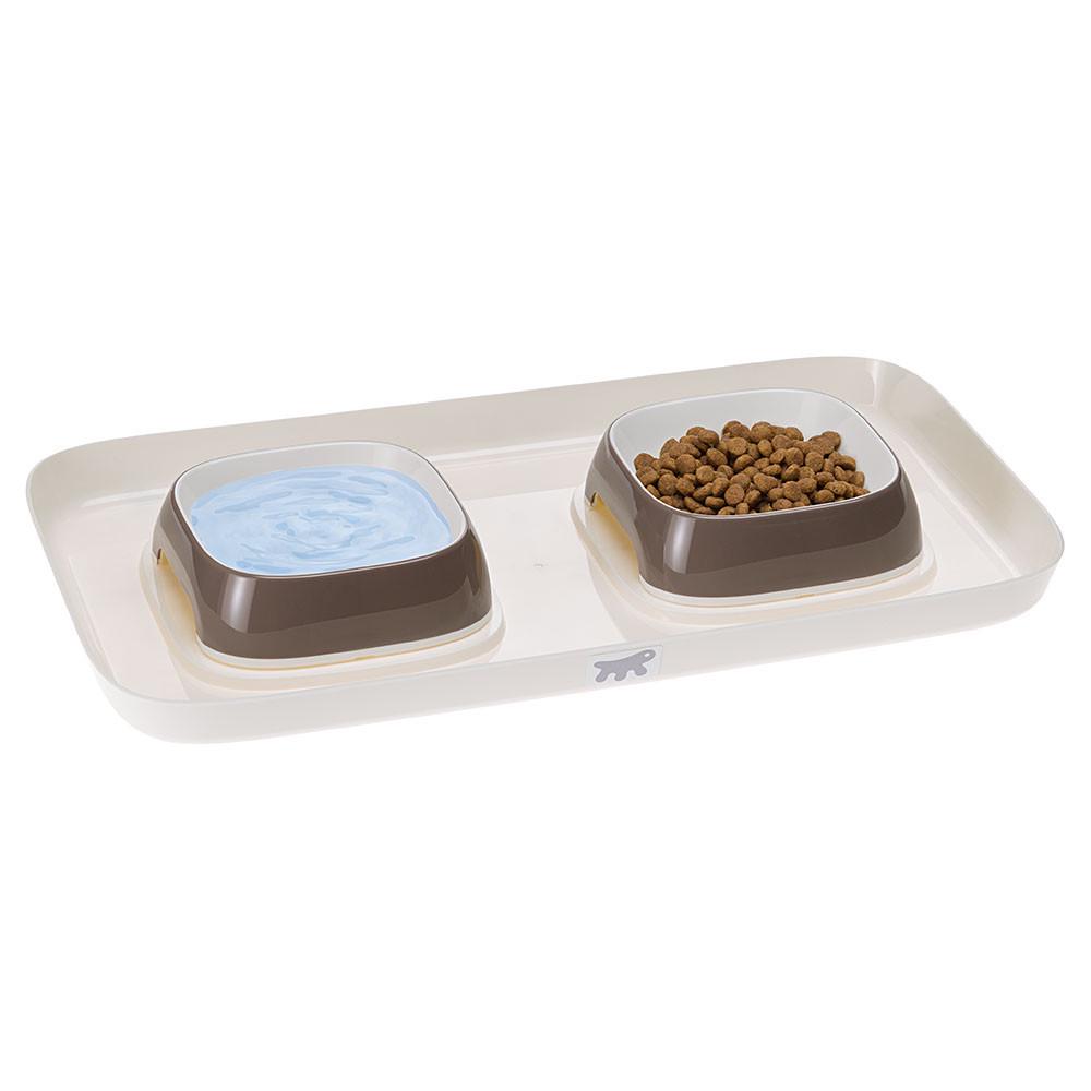 Миски на подставке для собак и кошек Ferplast Glam Tray S 40х23x5,5 см 0,8 л Коричневый/Белый (71908521) - фото 2