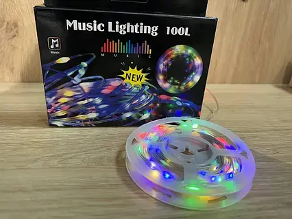 Гирлянда Intex LED музыкальная с динамиком питание USB 10 м Теплый Белый (ND-213-G-19)