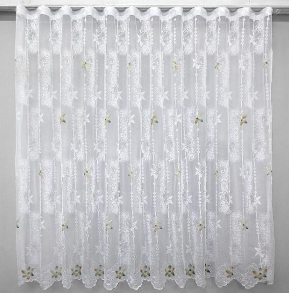 Тюль из жаккарда высота 2 м Белый/Золотистый/Зеленый (1234т)