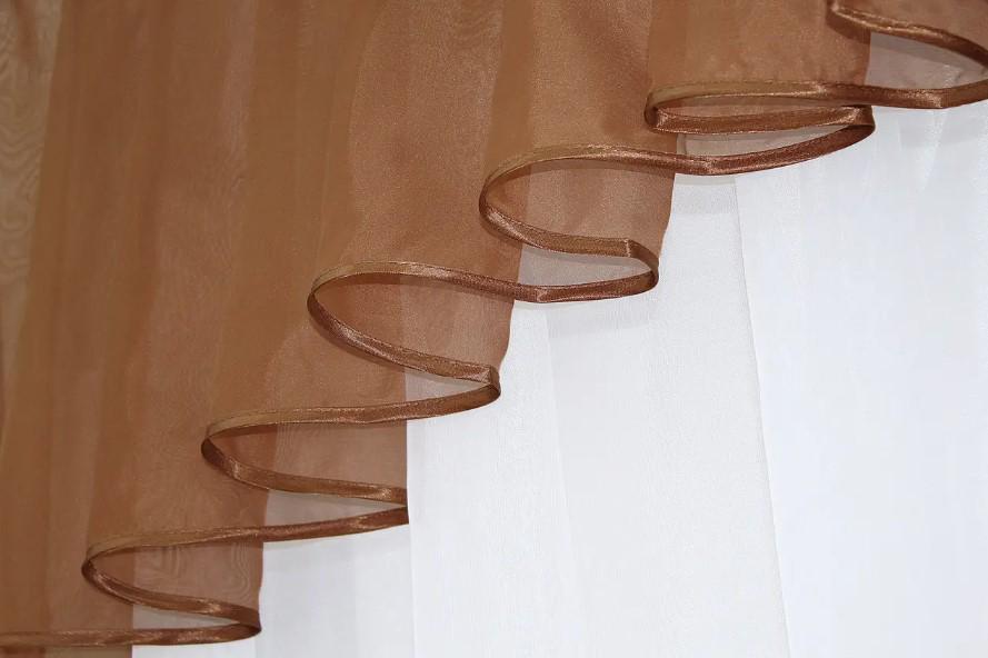 Шторки на кухню/балкон шифон 150х170 см Коричневый/Белый (099к) - фото 3 Шторки на кухню/балкон шифон 150х170 см Коричневый/Белый (099к) - фото 3