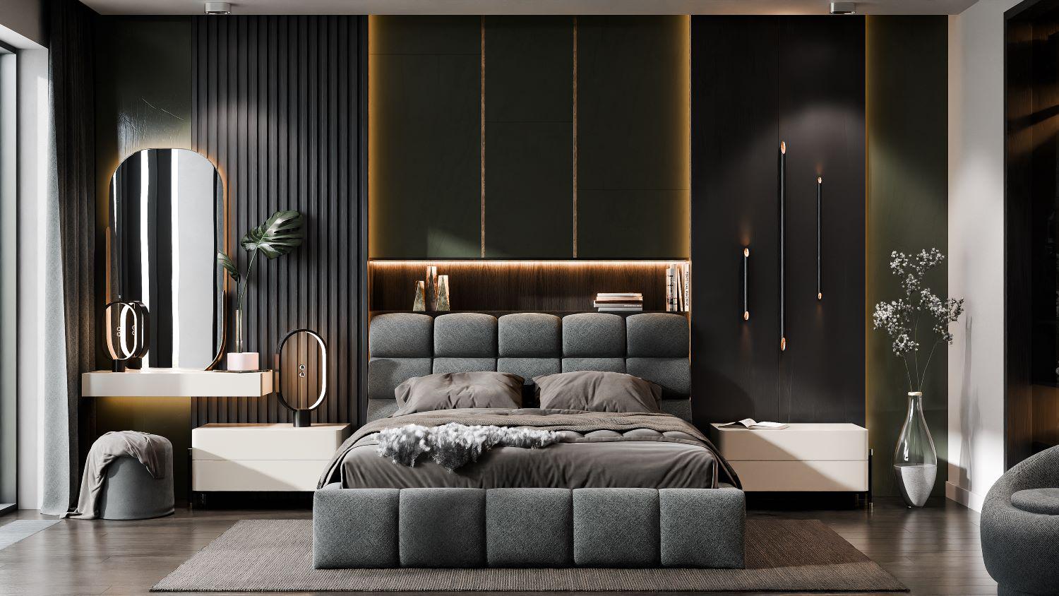 Кровать двуспальная с мягким изголовьем Світ Меблів Ванесса 2 с металлическим каркасом ДСП/ткань велюр 160x200 см Серый Кровать двуспальная с мягким изголовьем Світ Меблів Ванесса 2 с металлическим каркасом ДСП/ткань велюр 160x200 см Серый