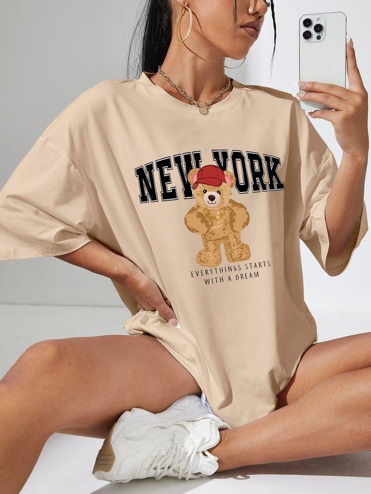 Футболка женская с принтом Pin-000-198 повседневная М Бежевый (2634325324)