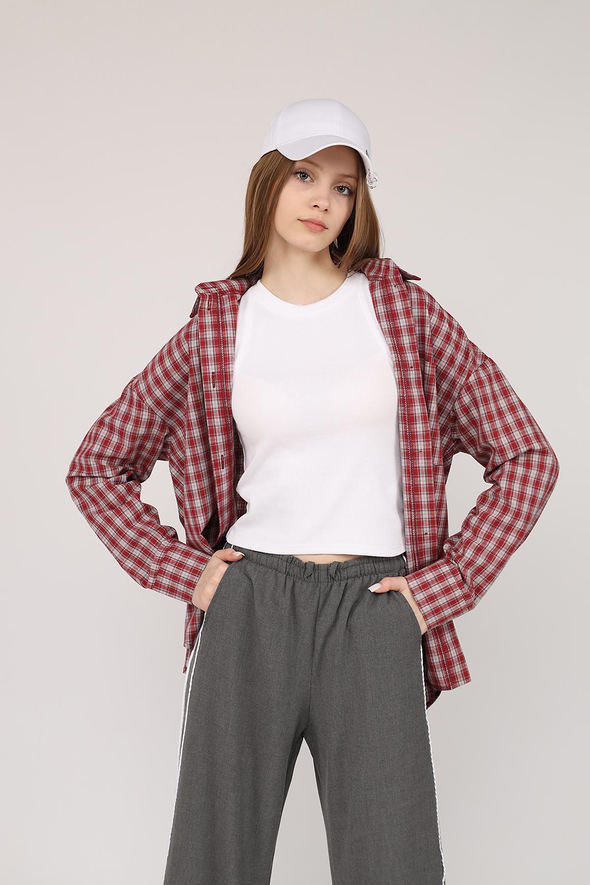 Сорочка з довгим рукавом ЦБ-00271031 жіноча р. 50 Червоний (SKT001047780) - фото 3 Сорочка з довгим рукавом ЦБ-00271031 жіноча р. 50 Червоний (SKT001047780) - фото 3