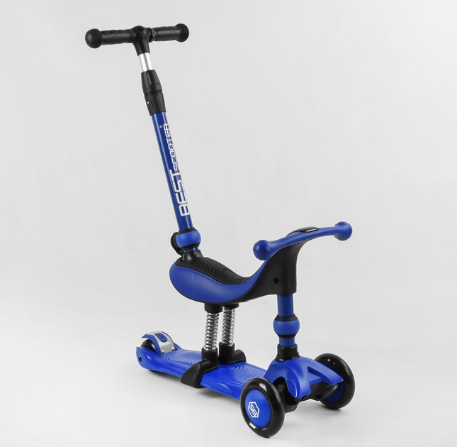 Самокат-велобег трехколесный Best Scooter BS-27018/4 3в1 3 колеса PU со светом/сиденье/амортизаторы/родительская ручка (25247997) - фото 1