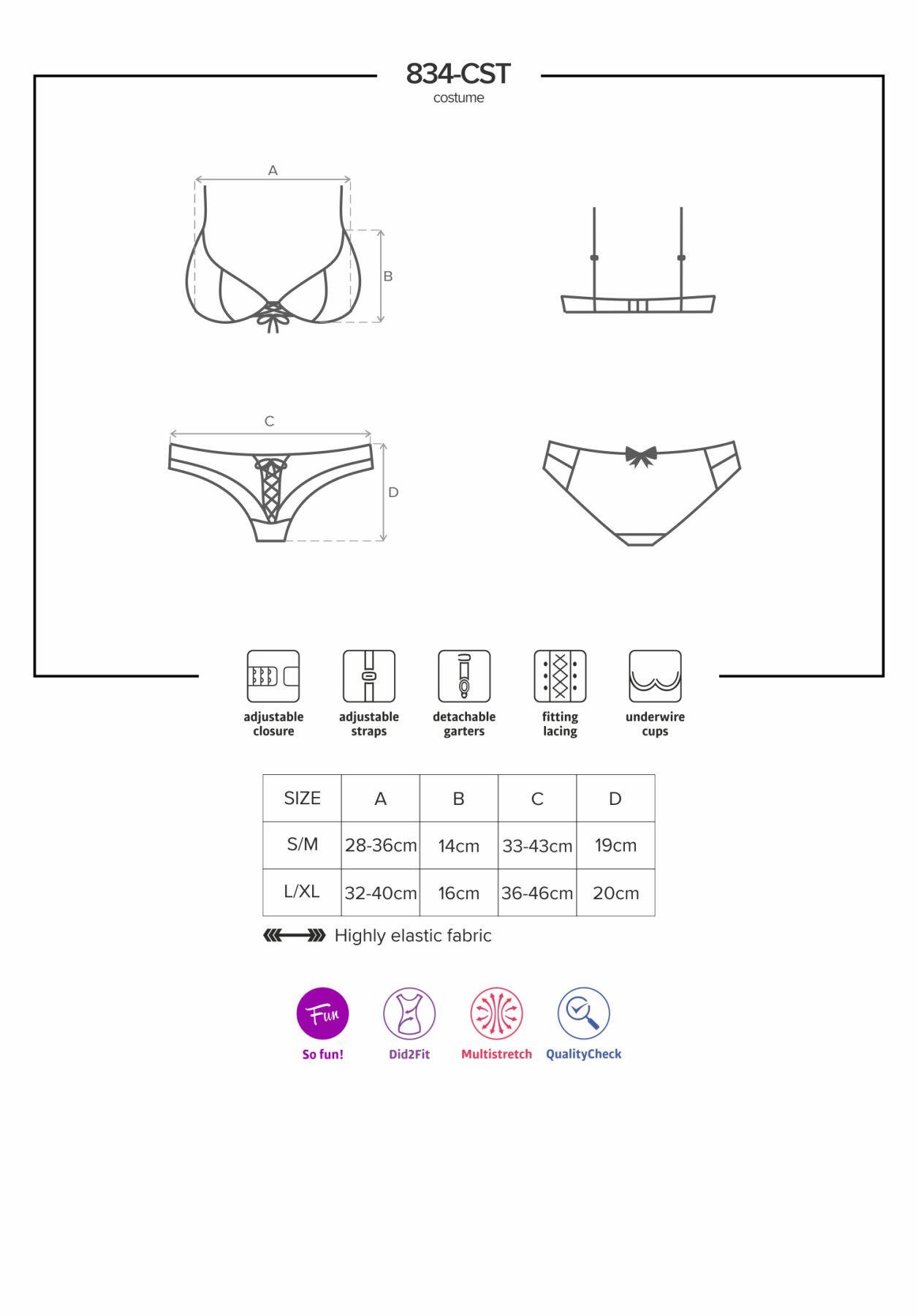 Костюм медсестры Obsessive S/M Бело-Голубой (834-CST-6) - фото 7