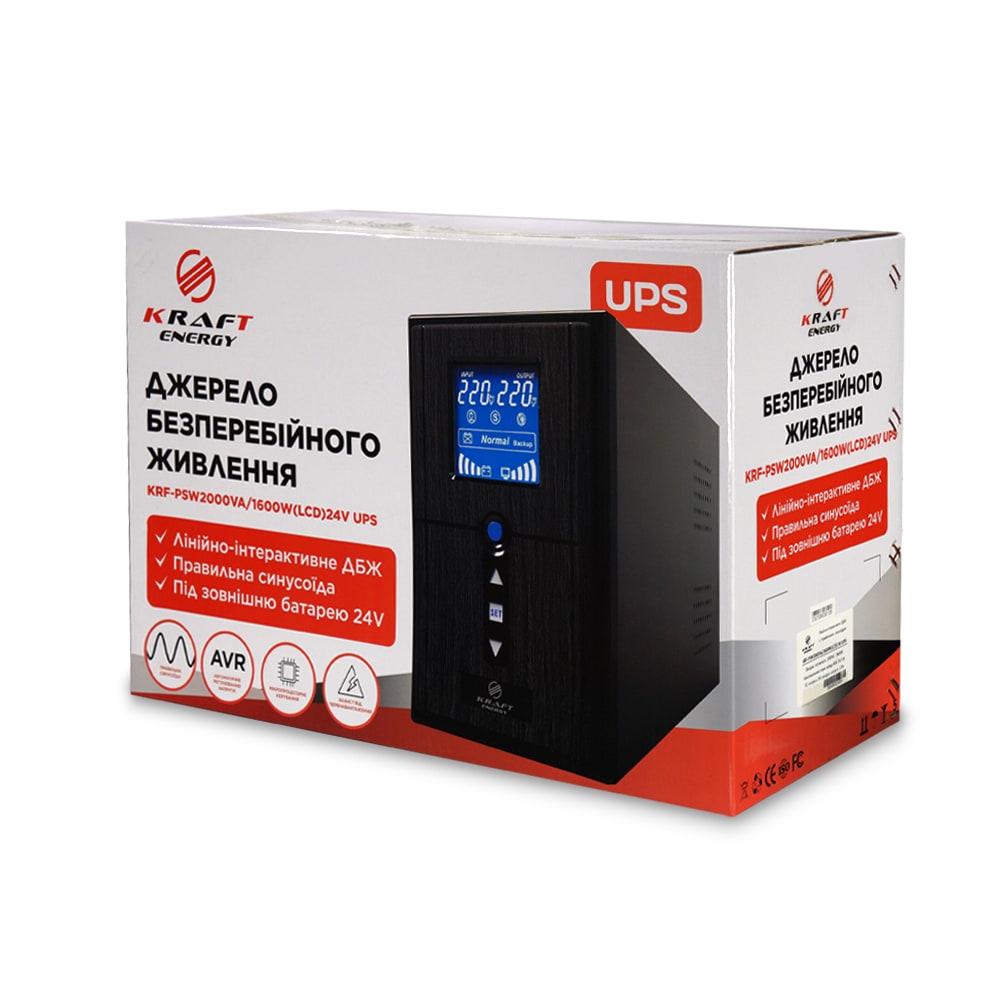 Комплект резервного питания Kraft UPS PSW-2000VA LCD 1600W 24V и гелевая батарея 1143 Wh (42-00063-2) - фото 8