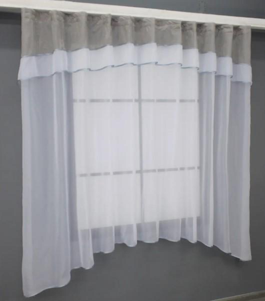 Гардина кухонная с аркой 280х170 см Белый/Серо-бежевый (036к) - фото 4