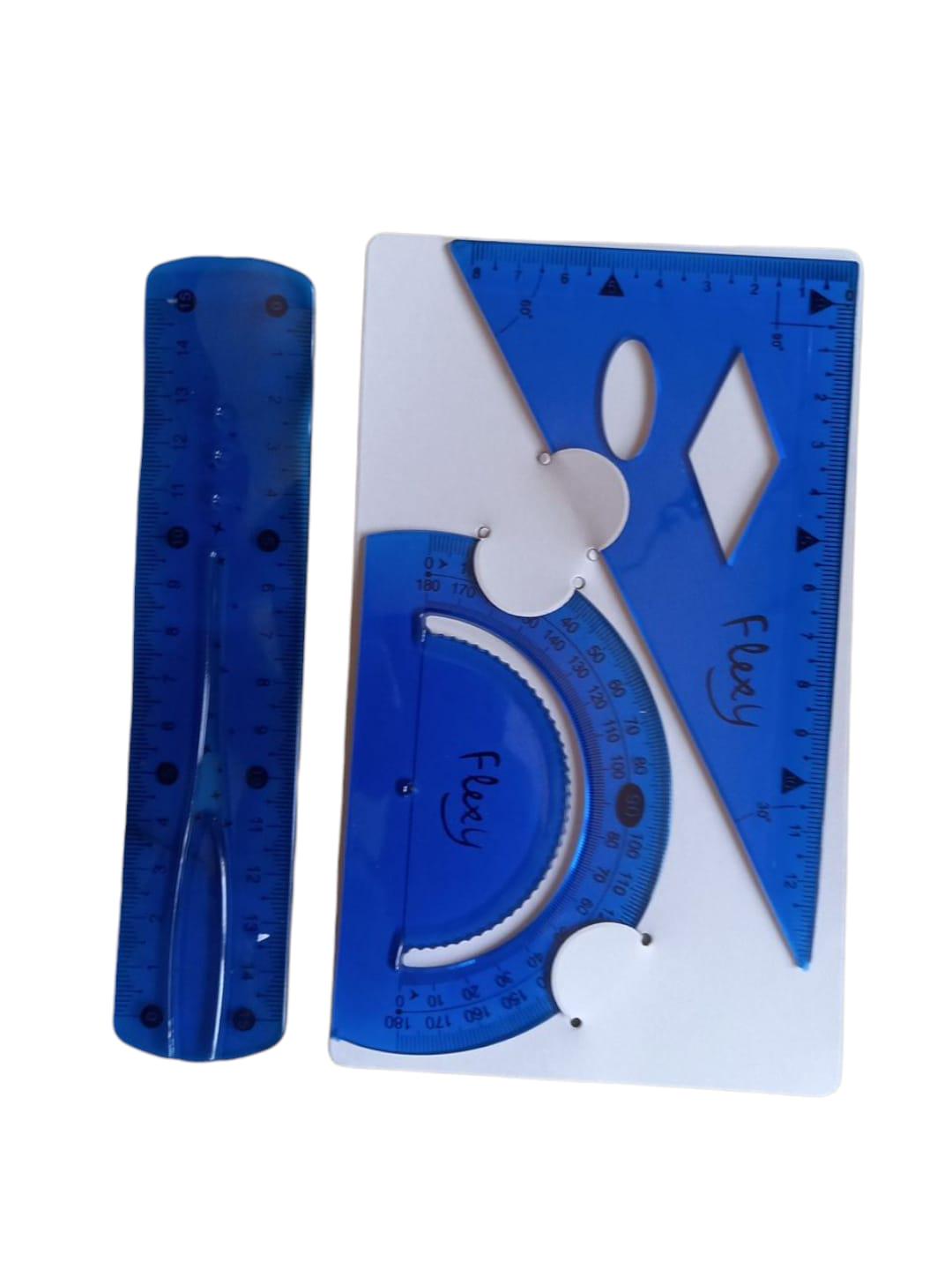 Набір гнучких лінійок Flex косинець/транспортир/лінійка 15 см Синій (28926624) - фото 2
