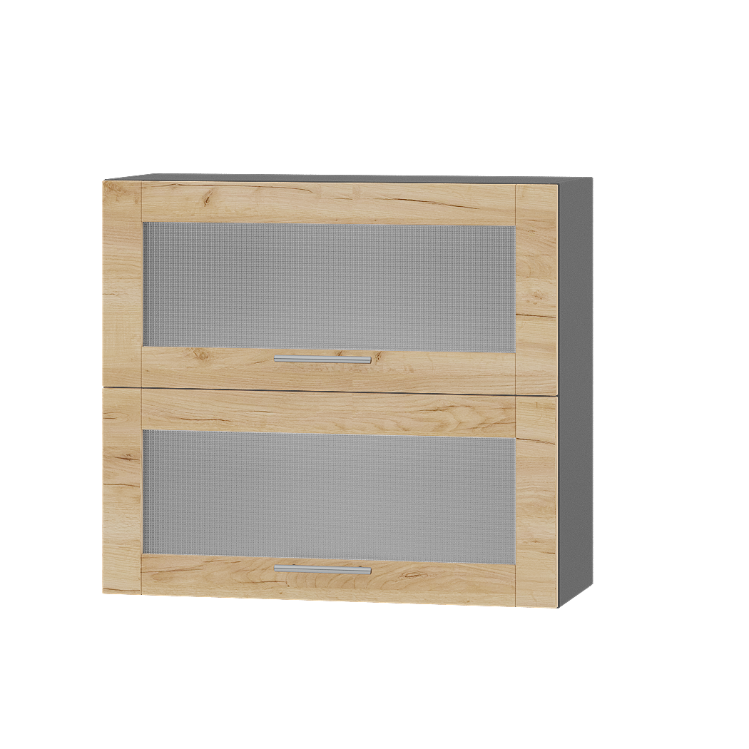 Шкаф верхний Эверест Оптима модуль Верх витрина ВВ14-800 80х30х72 см Дуб крафт золотой/Антрацит (06265)