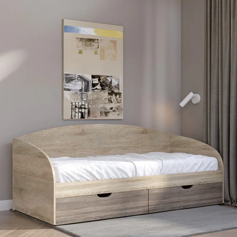 Ліжко односпальне Комфорт з шухлядами 80х190 см Дуб сонома/Трюфель (26788541) - фото 2 Ліжко односпальне Комфорт з шухлядами 80х190 см Дуб сонома/Трюфель (26788541) - фото 2