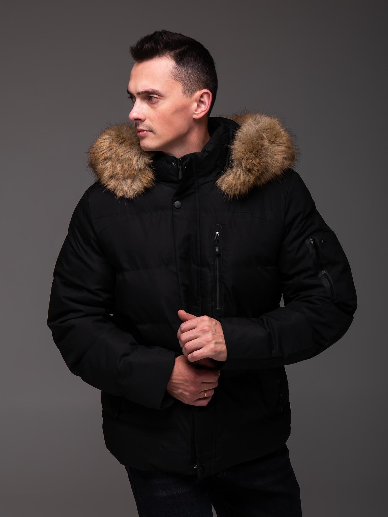 Куртка чоловіча зимова з хутром на капюшоні до -25°С XXL Чорний (2445/3) - фото 2 Куртка чоловіча зимова з хутром на капюшоні до -25°С XXL Чорний (2445/3) - фото 2