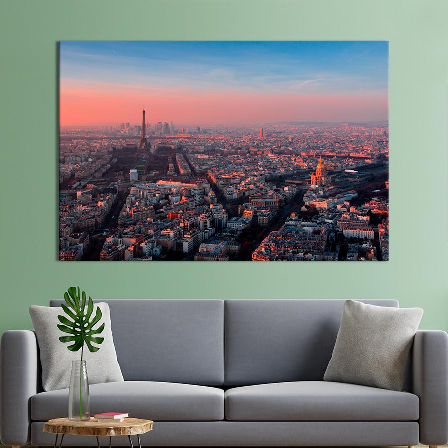 Картина город Далекая Эйфелева башня 120x80 см (A741-1)