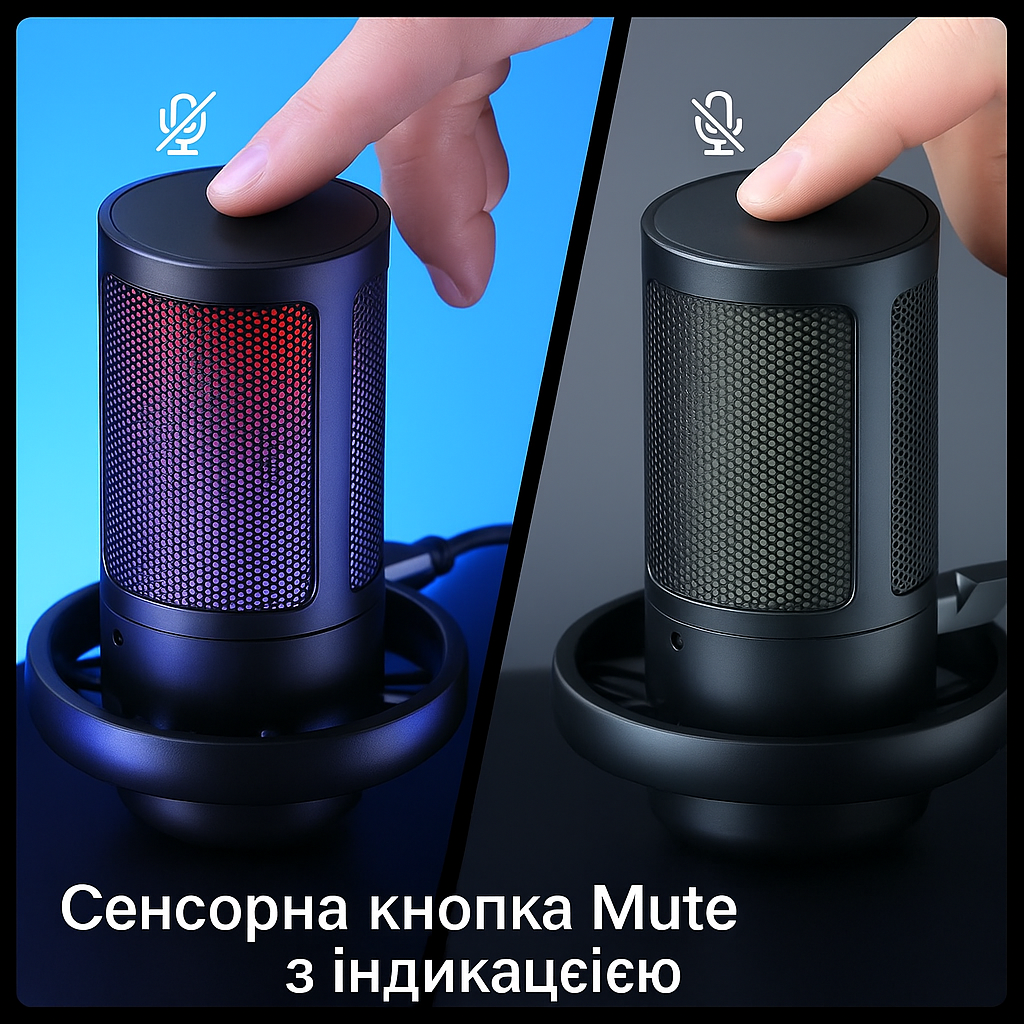 Микрофон студийный USB с подсветкой конденсаторный RGB ME6S Черный (2651873828) - фото 4 Микрофон студийный USB с подсветкой конденсаторный RGB ME6S Черный (2651873828) - фото 4