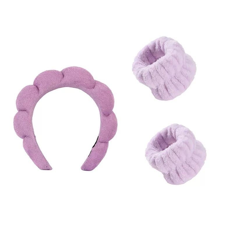 Набор для умывания обруч махровый с манжетами-напульсниками Фиолетовый (2470703547)