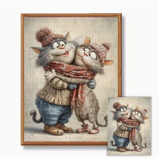 Набор для вышивания крестиком Теплые объятия 14CT канва Аида с нанесенным рисунком 30x40 см (2865454883)