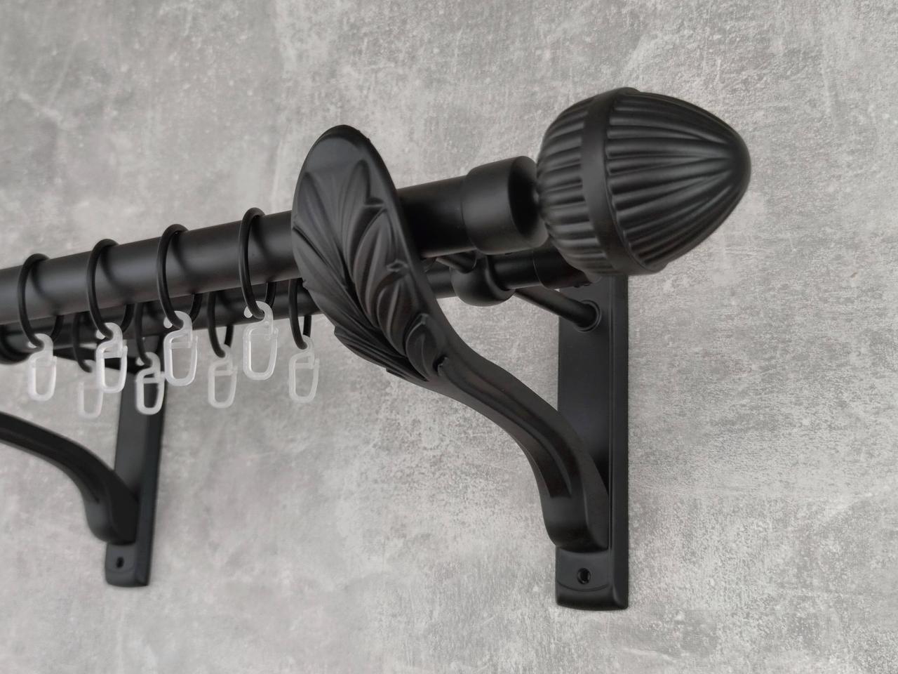 Карниз MStyle металлический для штор двухрядный Одеон 25/19 мм гладкий 300 см Черный (5020125)