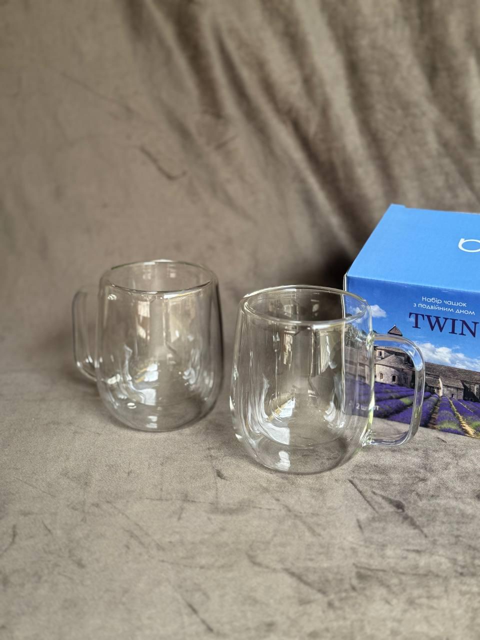Набір чашок із подвійними стінками Vittora Twin боросилікатне скло 250 мл 2 шт. Прозорий (VT-5301-250) - фото 1
