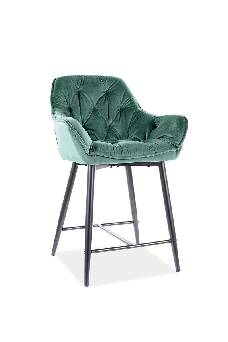 Полубарный стул Cherry H-2 velvet Черный/Зеленый (CHERRYH2VCZ)
