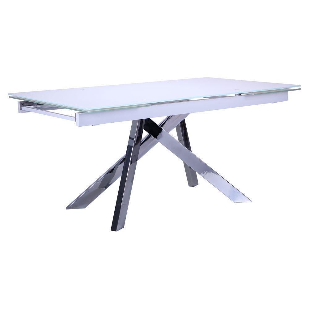 Обеденный стол AMF Андалуссия 750х1600+800х900 раскладной Хром/Белый