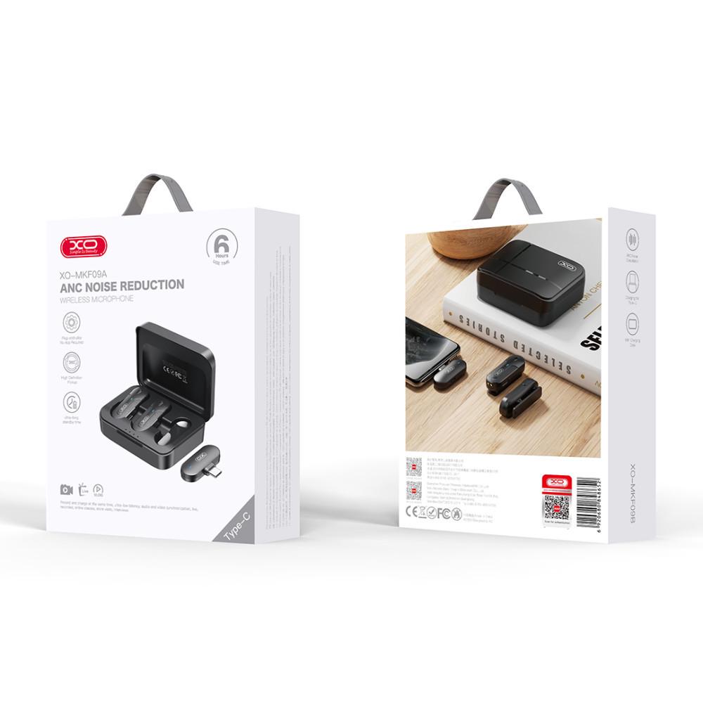 Микрофон беспроводной Xo петличный Type-C 1in2 с зарядным кейсом (MKF09A) - фото 4