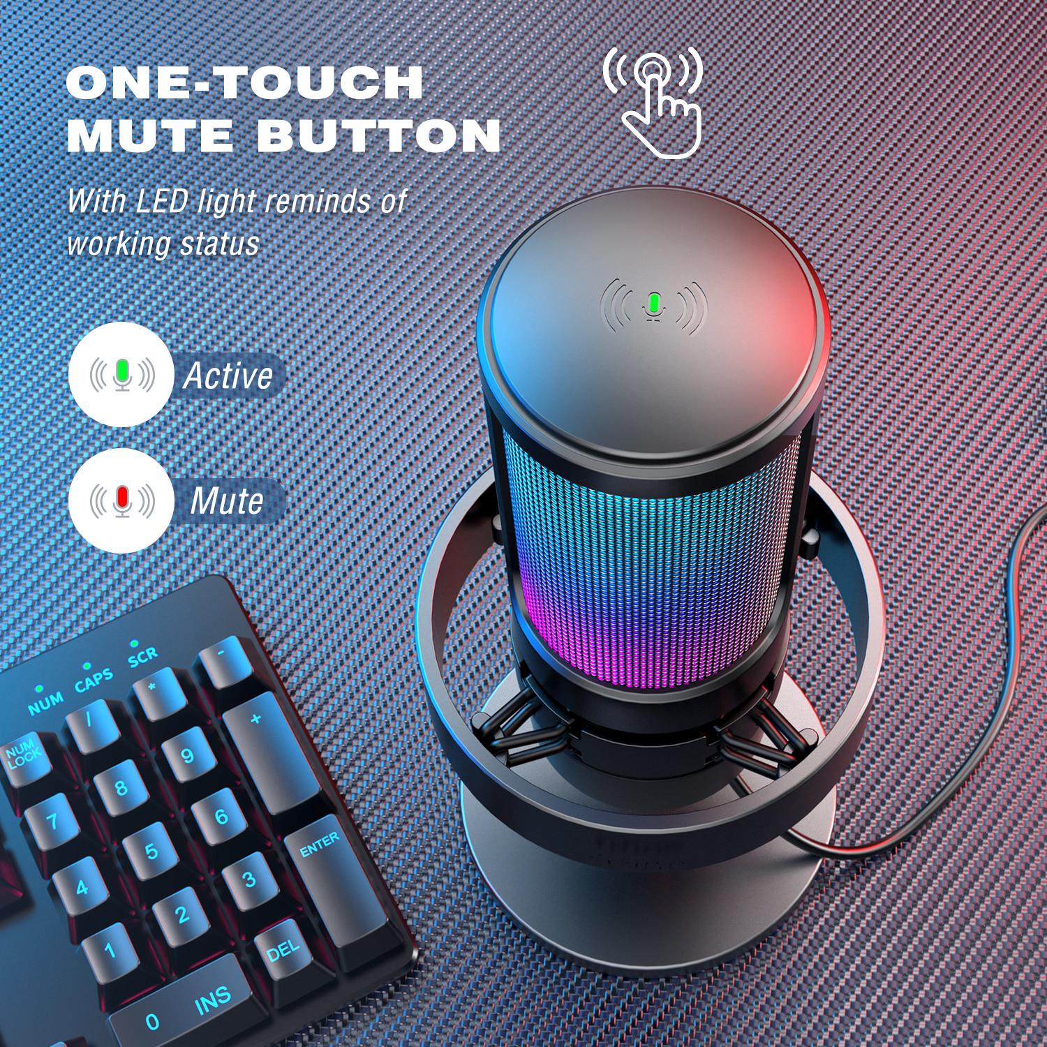 Микрофон Fifine AmpliGame A8 USB с RGB подсветкой и поп фильтром - фото 6