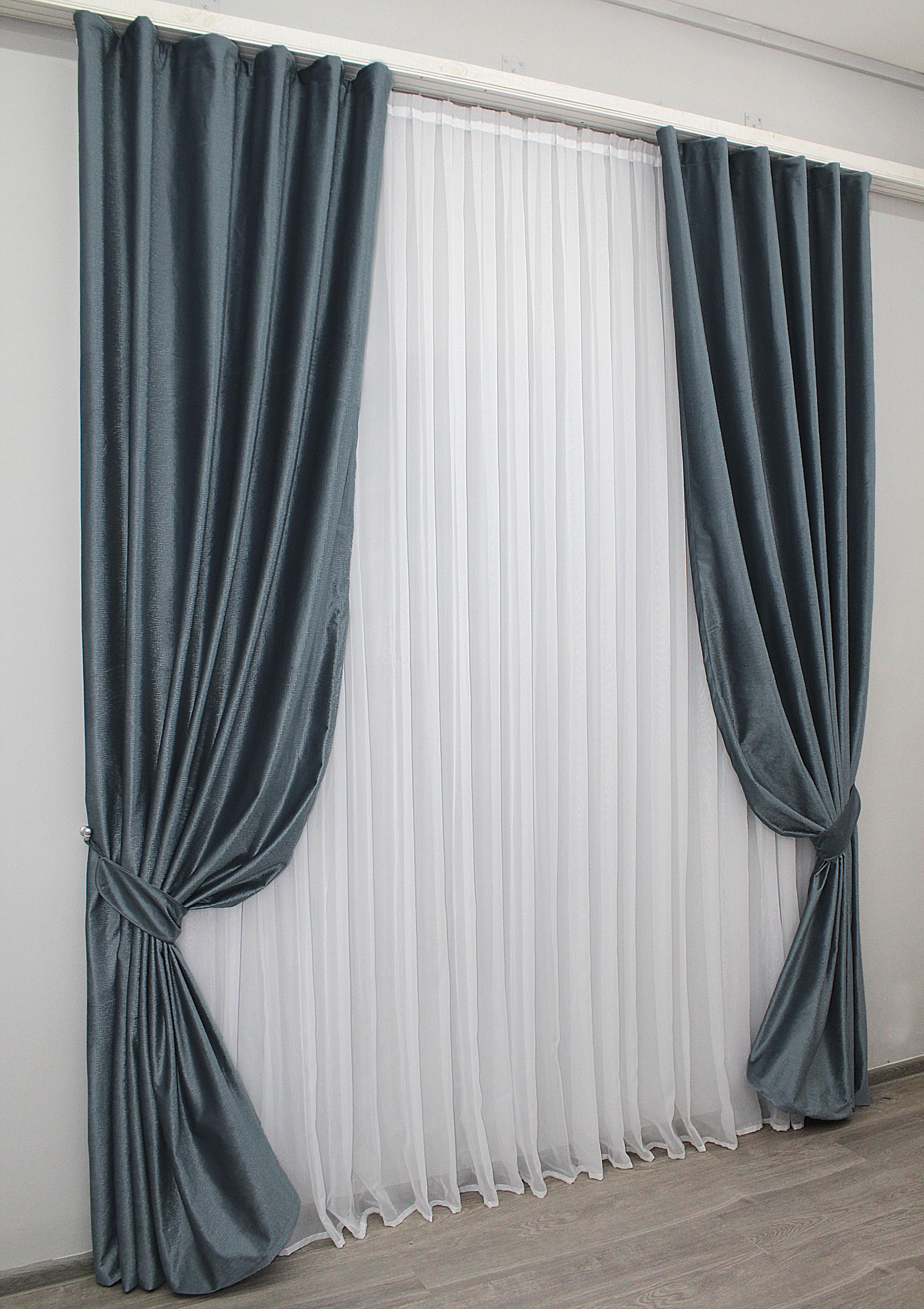 Комплект штор VR-Textil № 1127ш бархат 150х270 см 2 шт. Серый (30-938)