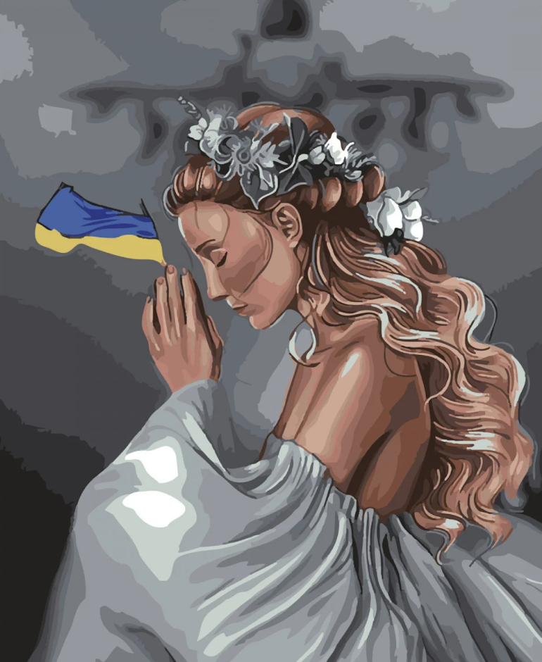 Картина за номерами Strateg Преміум Молитва за Україну з лаком и рівнем 40x50 см (SY6536) Картина за номерами Strateg Преміум Молитва за Україну з лаком и рівнем 40x50 см (SY6536)