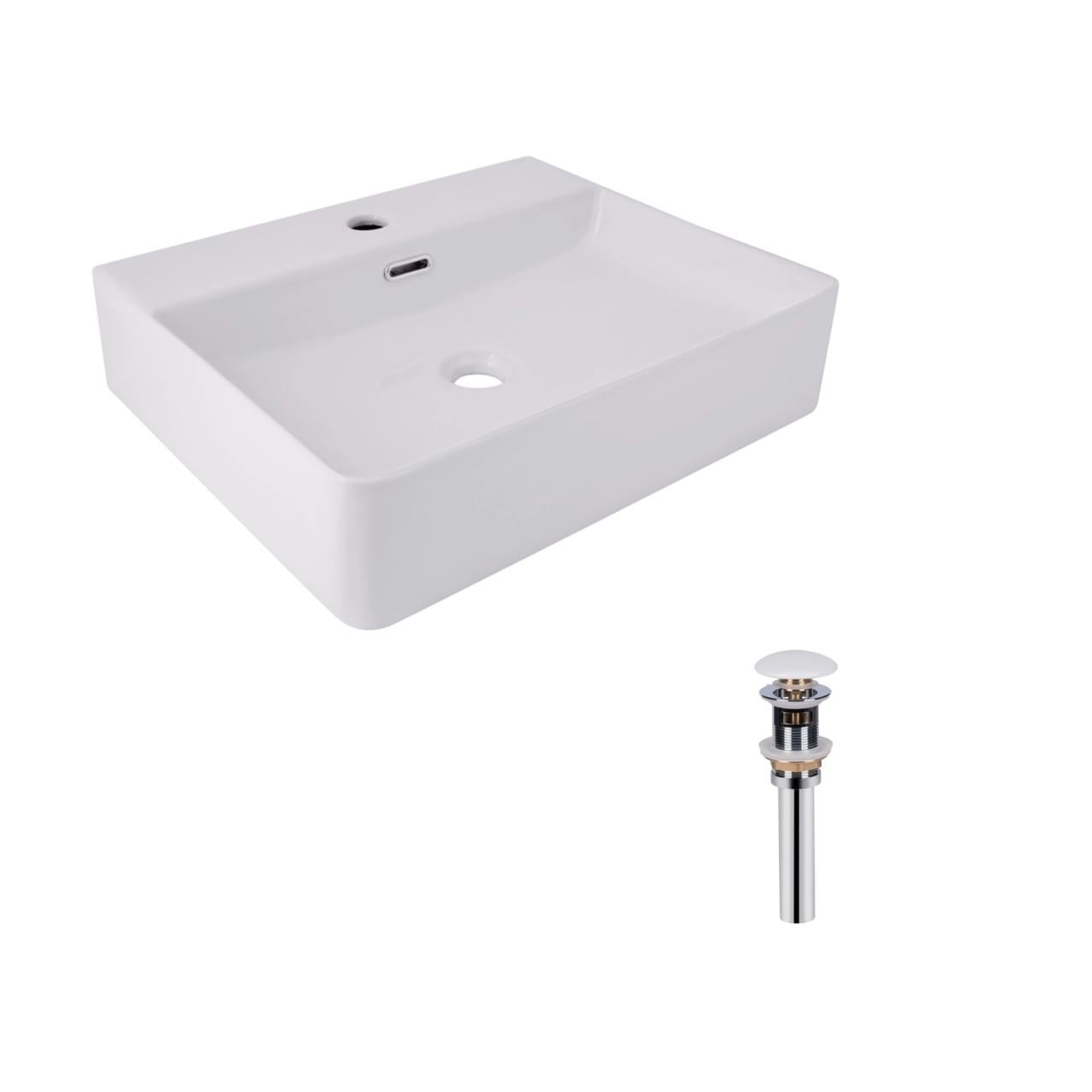 Раковина Qtap Nando LT подвесная прямоугольная с донным клапаном PU02O 500х420х130 мм White (2612632447)