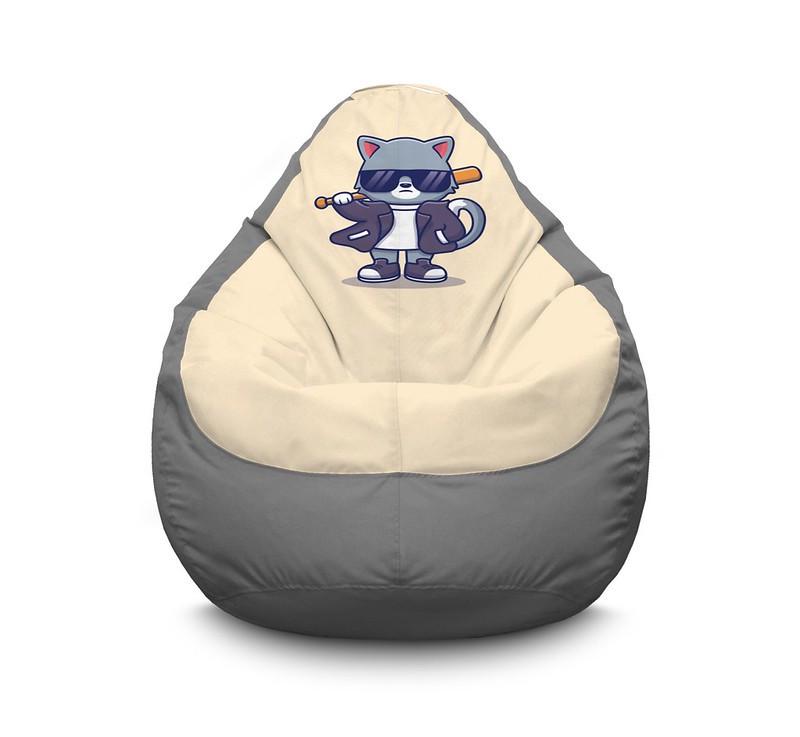 Кресло мешок iPuff Cute cat Bully Оксфорд XXXL 100х135 см Серый Кресло мешок iPuff Cute cat Bully Оксфорд XXXL 100х135 см Серый