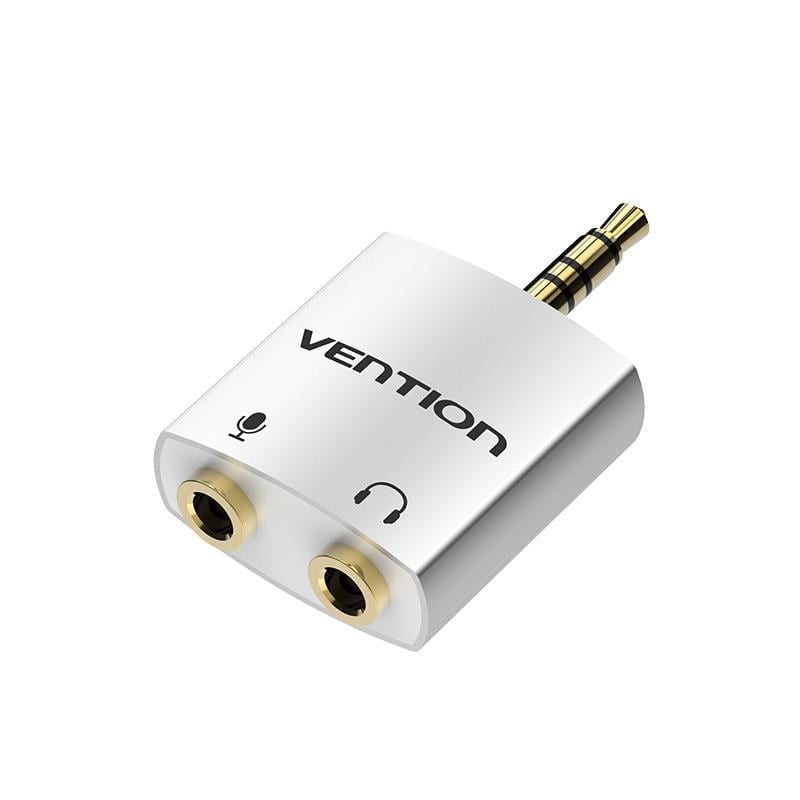 Аудиоадаптер для наушников и микрофона Vention 3,5 мм 2х3.5 мм алюминиевый Серебристый (BDBW0)