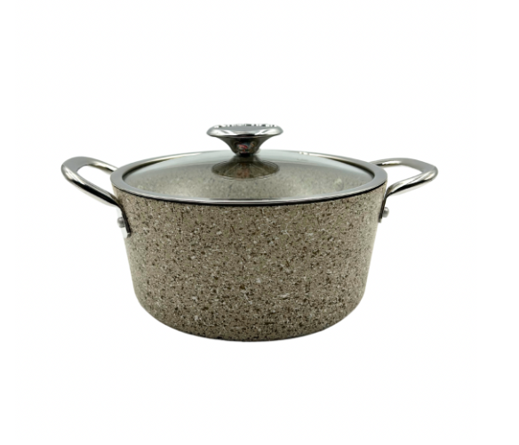 Каструля з кришкою OMS з антипригарним покриттям для газу і індукціі 6,1 л Бежевий (3116-6.1)