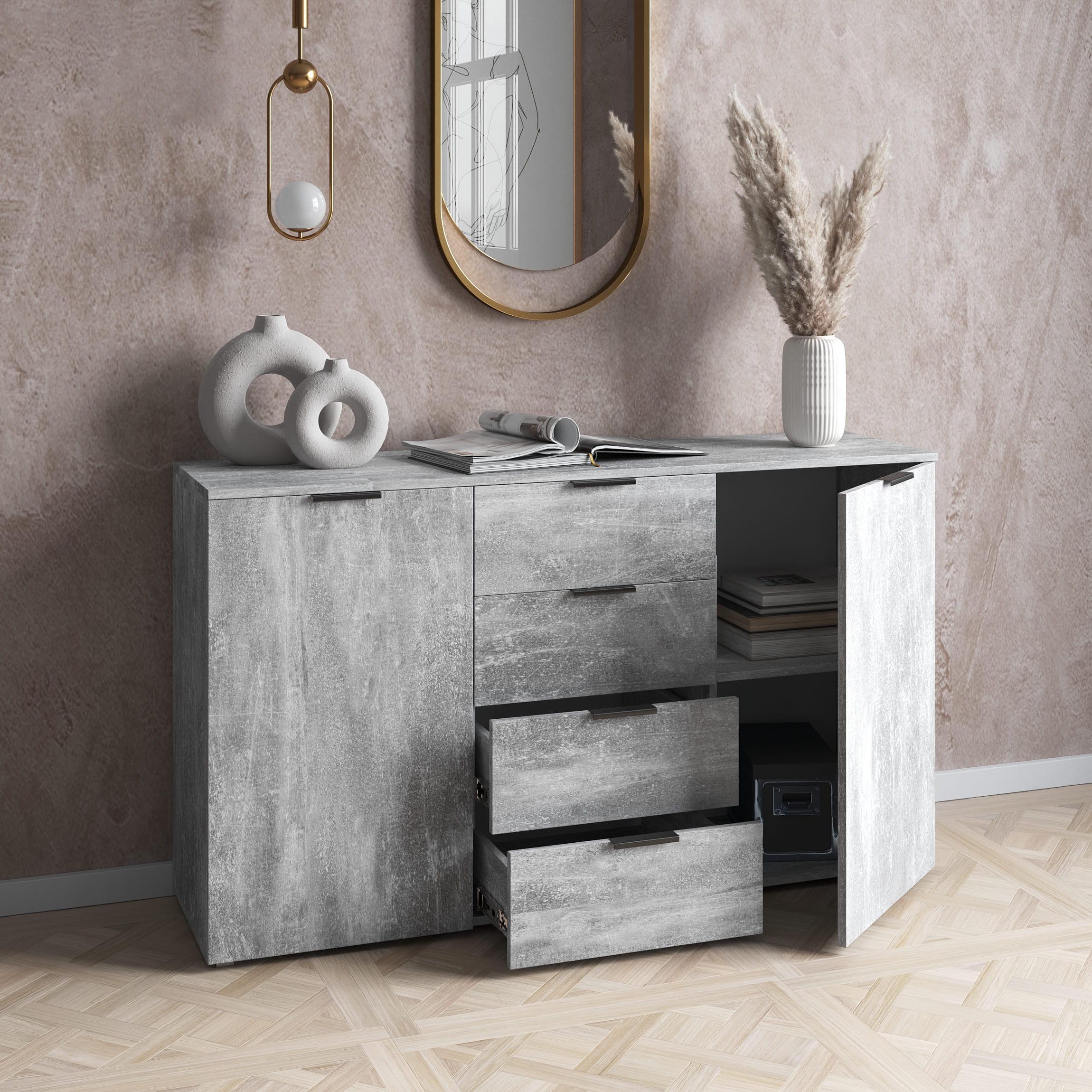Комод с ящиками и дверцами с двух сторон Бетон (380235) - фото 1