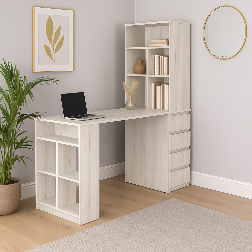 Стол письменный СП10 4Я SENAM 1500х1400х600 мм ДСП Дуб Крафт Белый - фото 1 Стол письменный СП10 4Я SENAM 1500х1400х600 мм ДСП Дуб Крафт Белый - фото 1