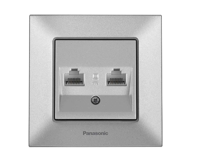 Розетка компьютерная 2-я RJ45 CAT5e Panasonic Arkedia Slim Серебряный