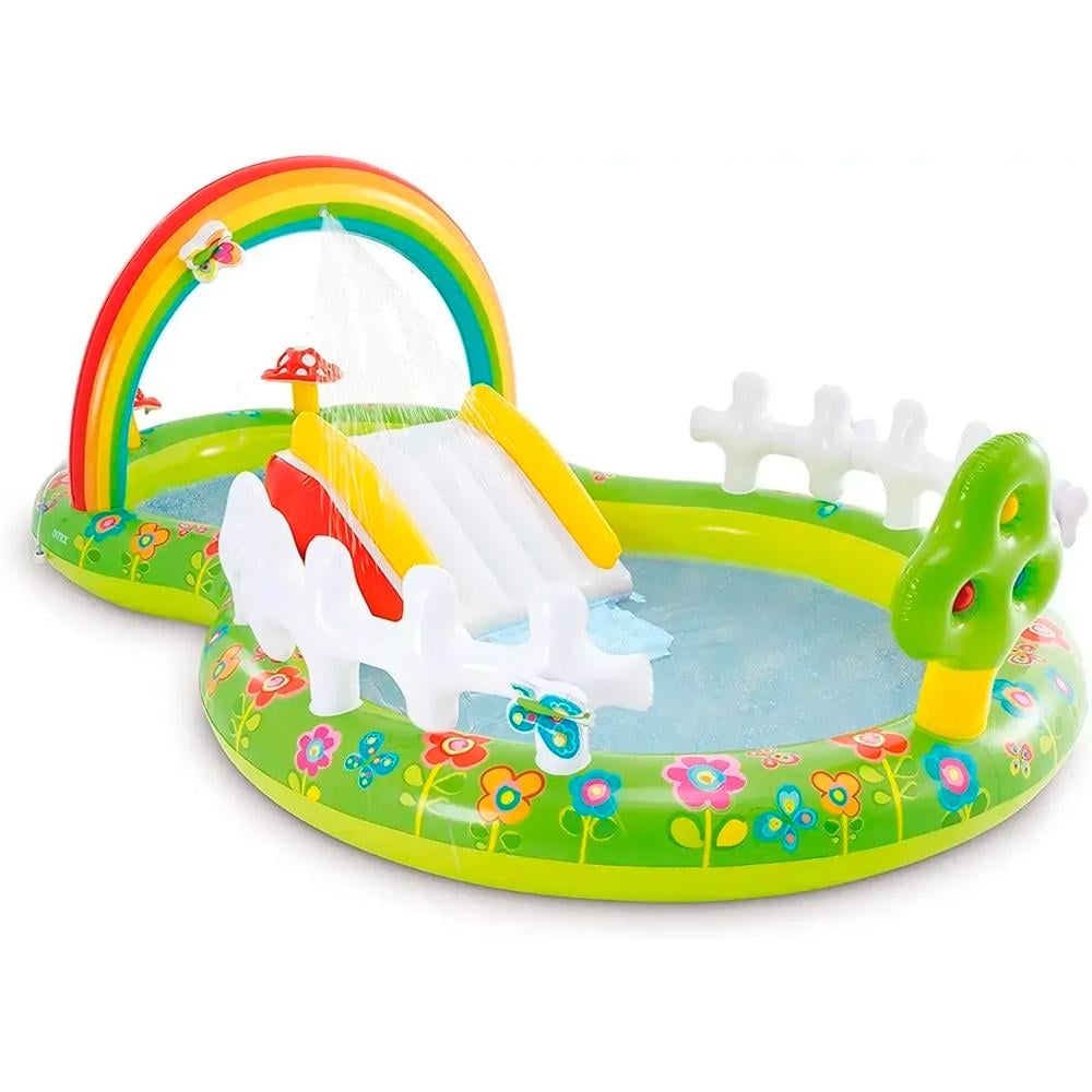 Игровой надувной центр Intex 57154 водный с горкой 290x180x104 см Зеленый (35046529)