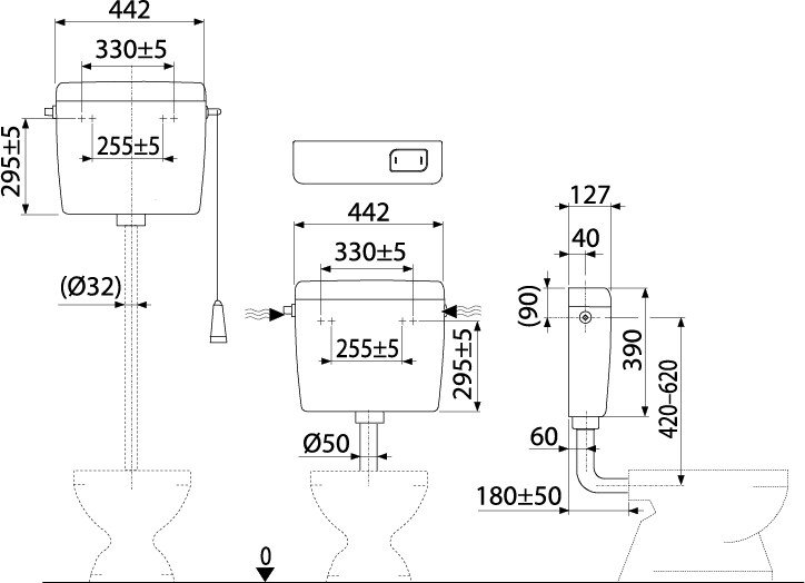 Унитазный бачок Alca Plast Uni Start/Stop A94-1/2" - фото 1