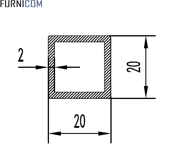 Труба алюмінієва квадратна 20х20х2 мм б.п. - фото 3