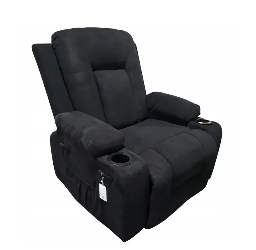 Кресло-качалка кожаное Bass Polska BH 30040 RELAX с массажем спины/поясница/ног Черный (33828404)