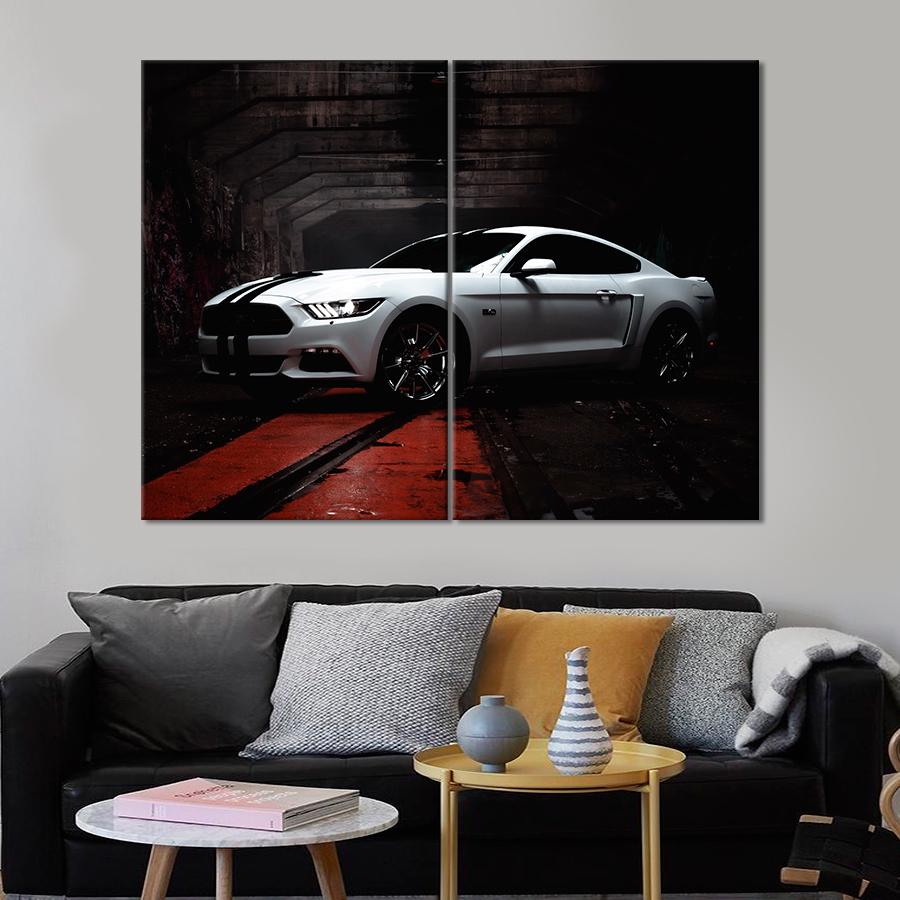 Картина Автомобиль Стильный Ford Mustang в белом цвете 165x122 см (A1194-2)
