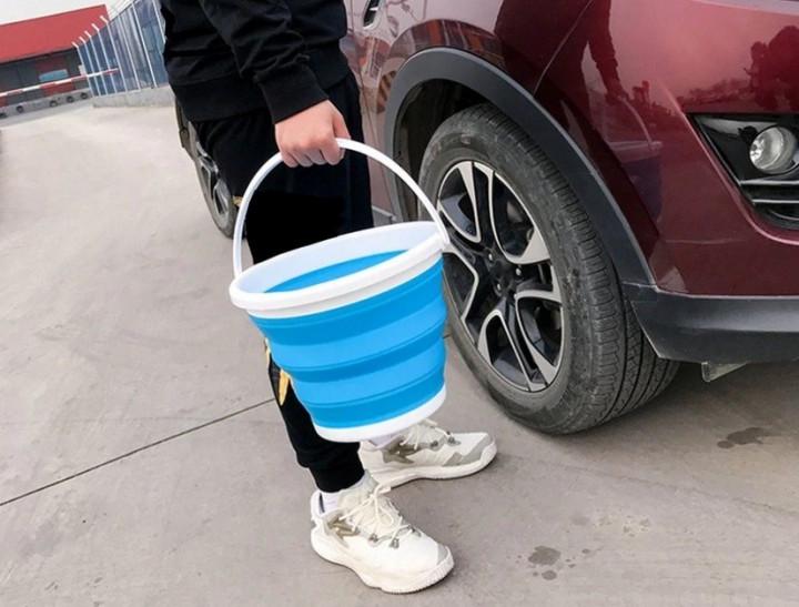 Відро туристичне складне Collapsible Bucket силіконове 5 літрів Блакитний - фото 3