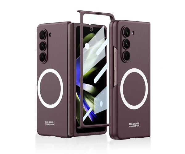 Чохол Omeve Shockproof для Samsung Galaxy Z Fold5 з підтримкою безпровідної зарядки Бордовий