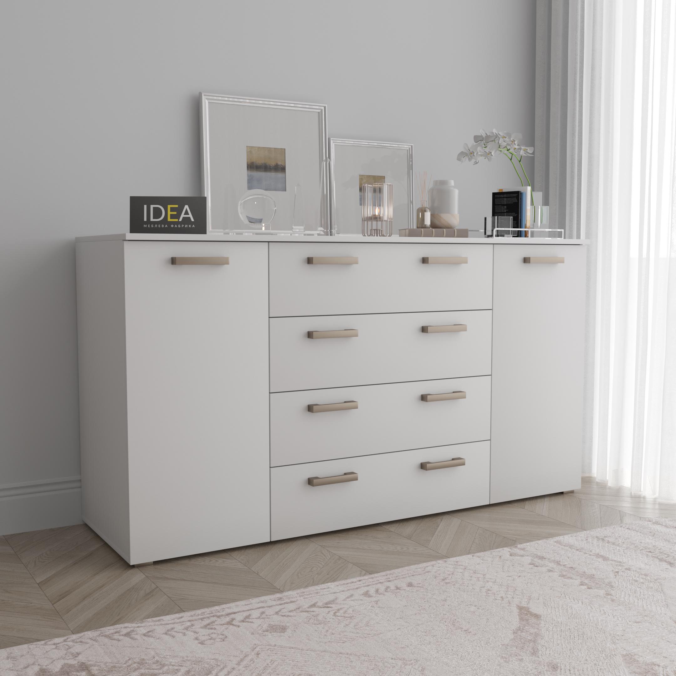 Комод Idea ТКБ-375.2 на 4 шухляди з дверима Білий (26718335) - фото 1 Комод Idea ТКБ-375.2 на 4 шухляди з дверима Білий (26718335) - фото 1