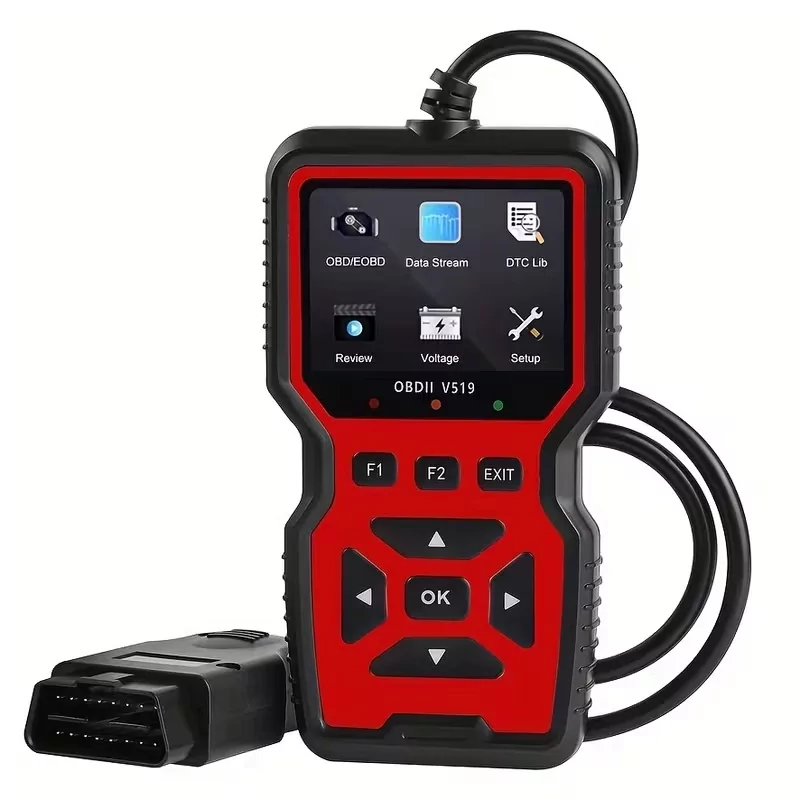 Сканер діагностичний для автомобіля OBDII V519 Чорно-червоний