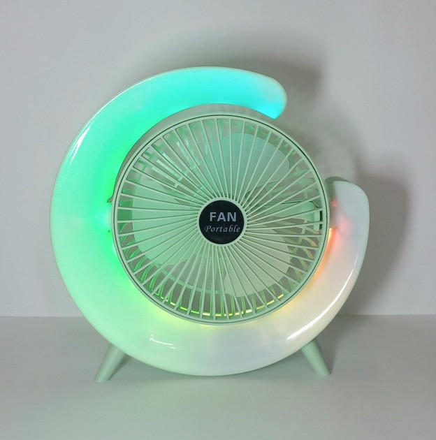 Вентилятор настільний акумуляторний з LED підсвіткою USB 3 швидкості 24x24 см Зелений - фото 4 Вентилятор настільний акумуляторний з LED підсвіткою USB 3 швидкості 24x24 см Зелений - фото 4