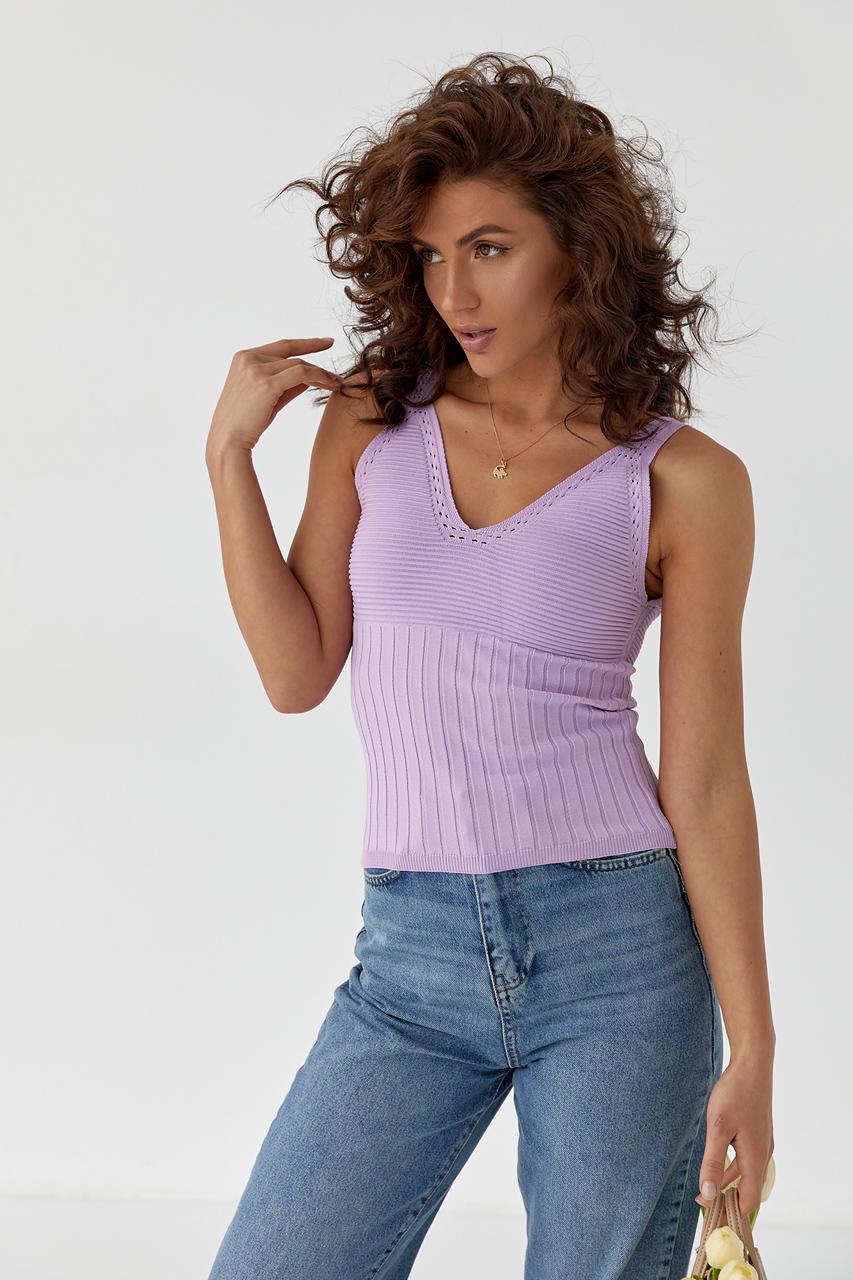 Майка женская в рубчик QU STYLE L Лавандовый (9498293)