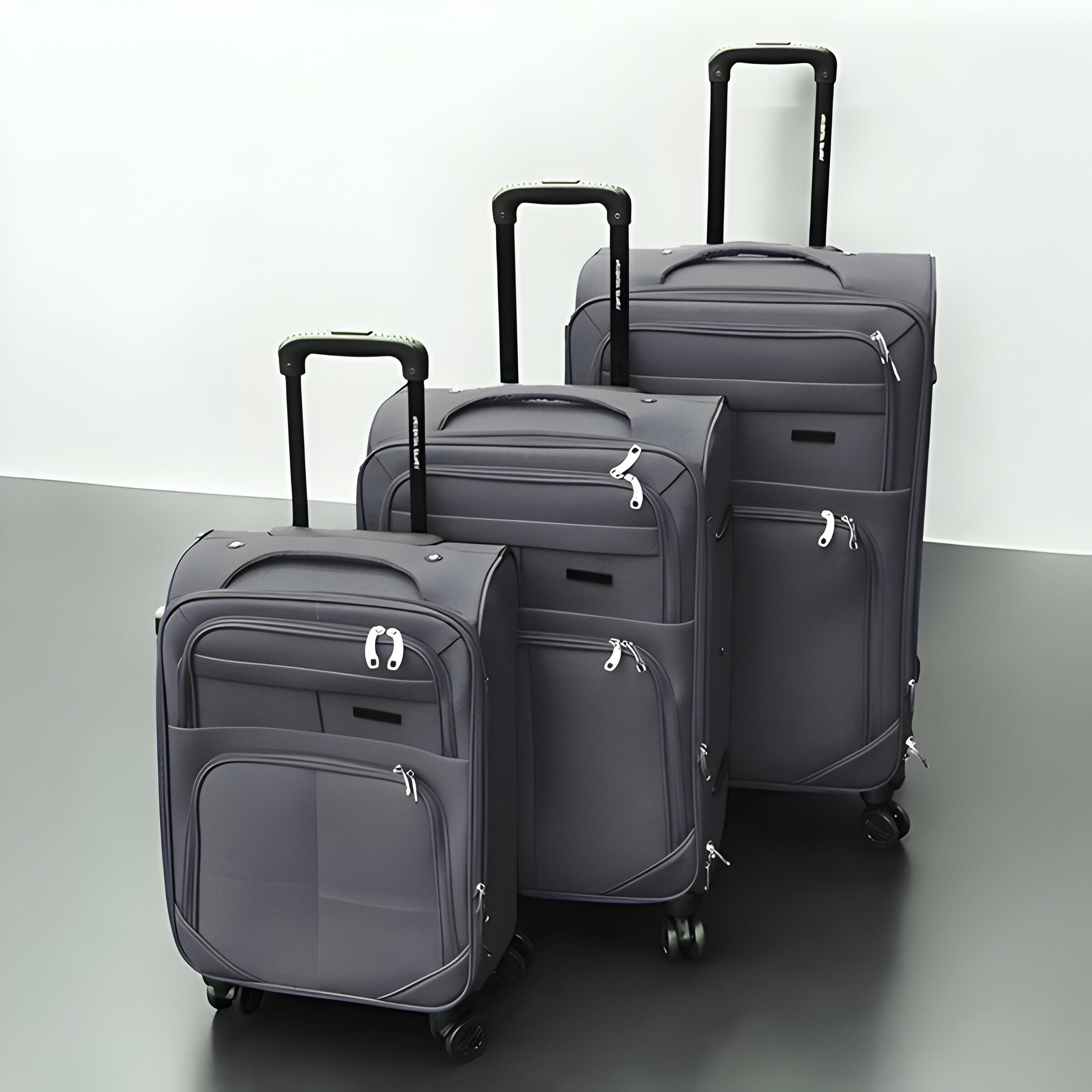 Набір валіз тканинних 3в1 з кодовим замком та телескопічною ручкою Сірий (6071) - фото 2