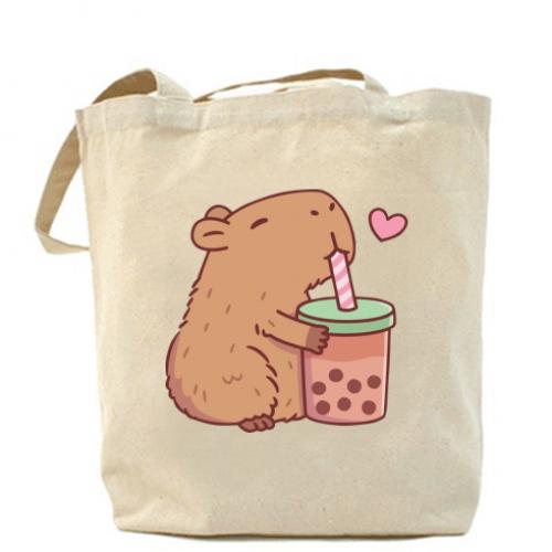 Шоппер Boba tea capybara Бежевый (14709231-11-188160)