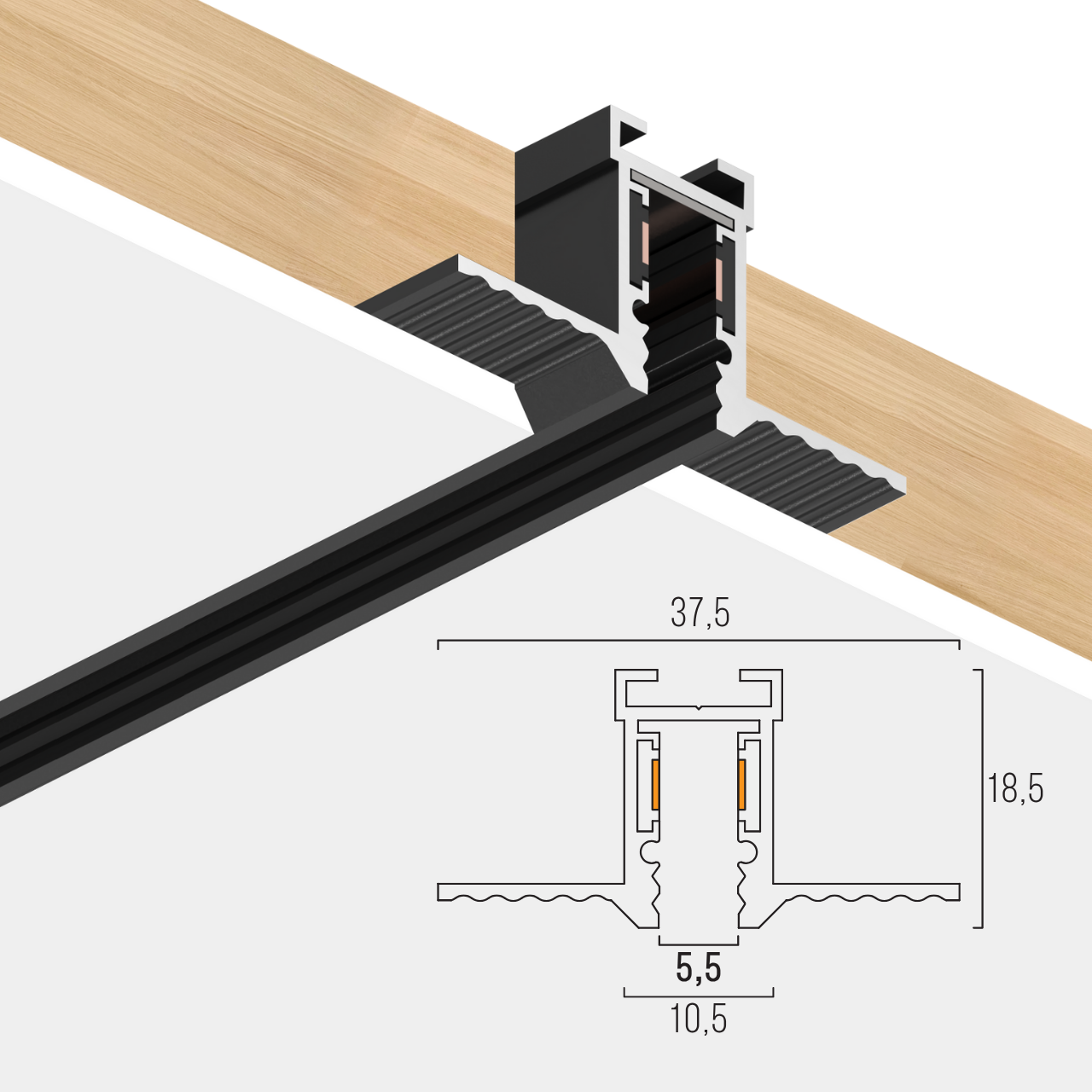 Шинопровод магнитный трековый MERALLI 24V встроенный 2 м Черный (TRSHVB200) - фото 7 Шинопровод магнитный трековый MERALLI 24V встроенный 2 м Черный (TRSHVB200) - фото 7