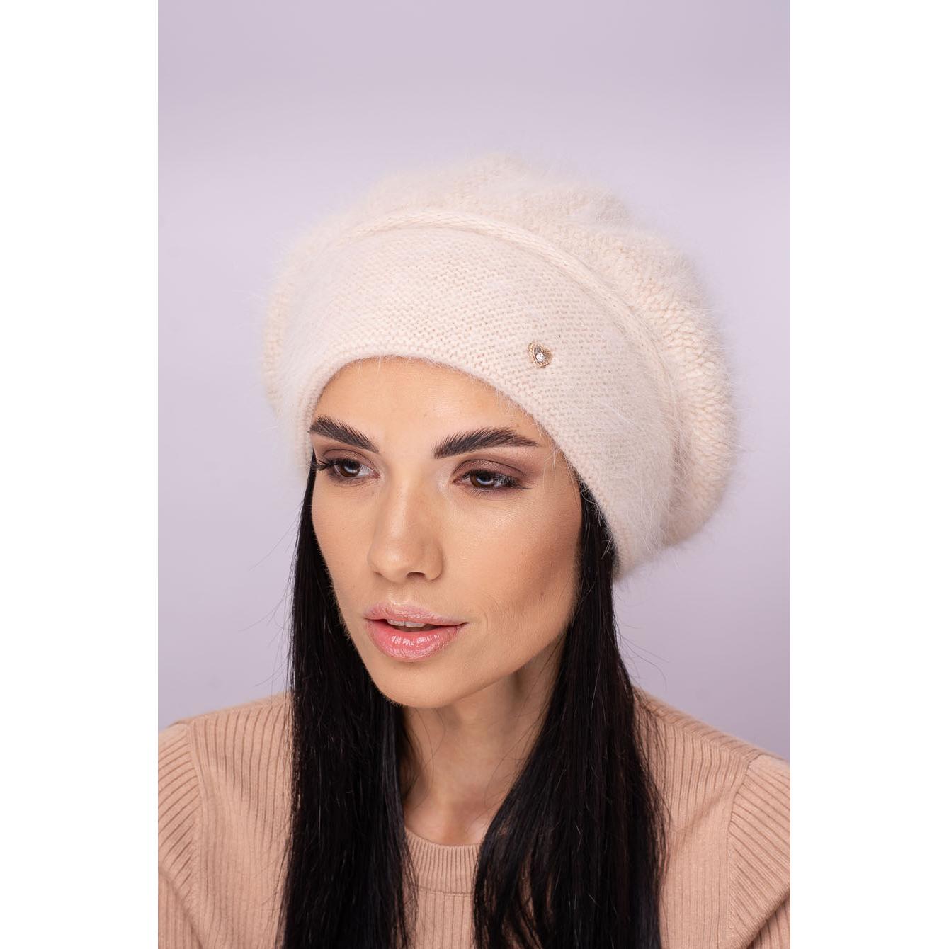 Берет женский двойной ангоровый Leks Жаклин one size Светло-бежевый